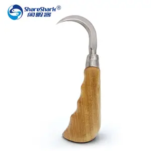 Fishing Control Tool Wooden handle gaff hook Stainless Steel Fish Spear Hook Wooden handle Fishing Tackle Accessory