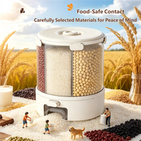Distributeur de céréales rotatif transparent à 6 compartiments, anti-insectes, écologique, en plastique moulé par injection, pour riz, haricots secs et céréales