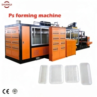 Nouvel équipement de production de boîtes à lunch en mousse PS, machine de découpe et de thermoformage sous vide à moteur de pompe contrôlé par PLC, automatique