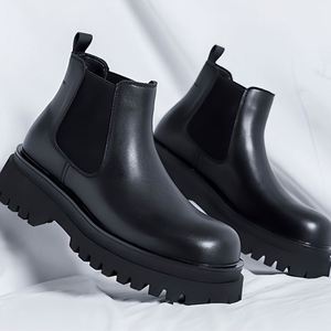 Platform High Top Thick-soled Men's Shoes Casual Ankle <b>Work</b> <b>Boots</b> Formal Loafer <b>Leather</b> <b>Boots</b> Shoes - Product Image 1
