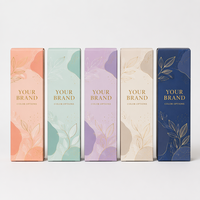 Boîte pliante en carton rose corail avec feuille florale dorée, logo personnalisé, pour parfum, cosmétiques, sérum, emballage cadeau en gros