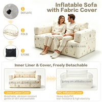 Canapé gonflable portable avec housse en tissu amovible et lavable, fauteuil gonflable, canapé double pour l'extérieur, le glamping et la maison