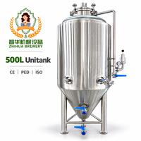 Cuve de fermentation conique en acier inoxydable de 500 L avec enveloppe de refroidissement au glycol pour brasserie artisanale