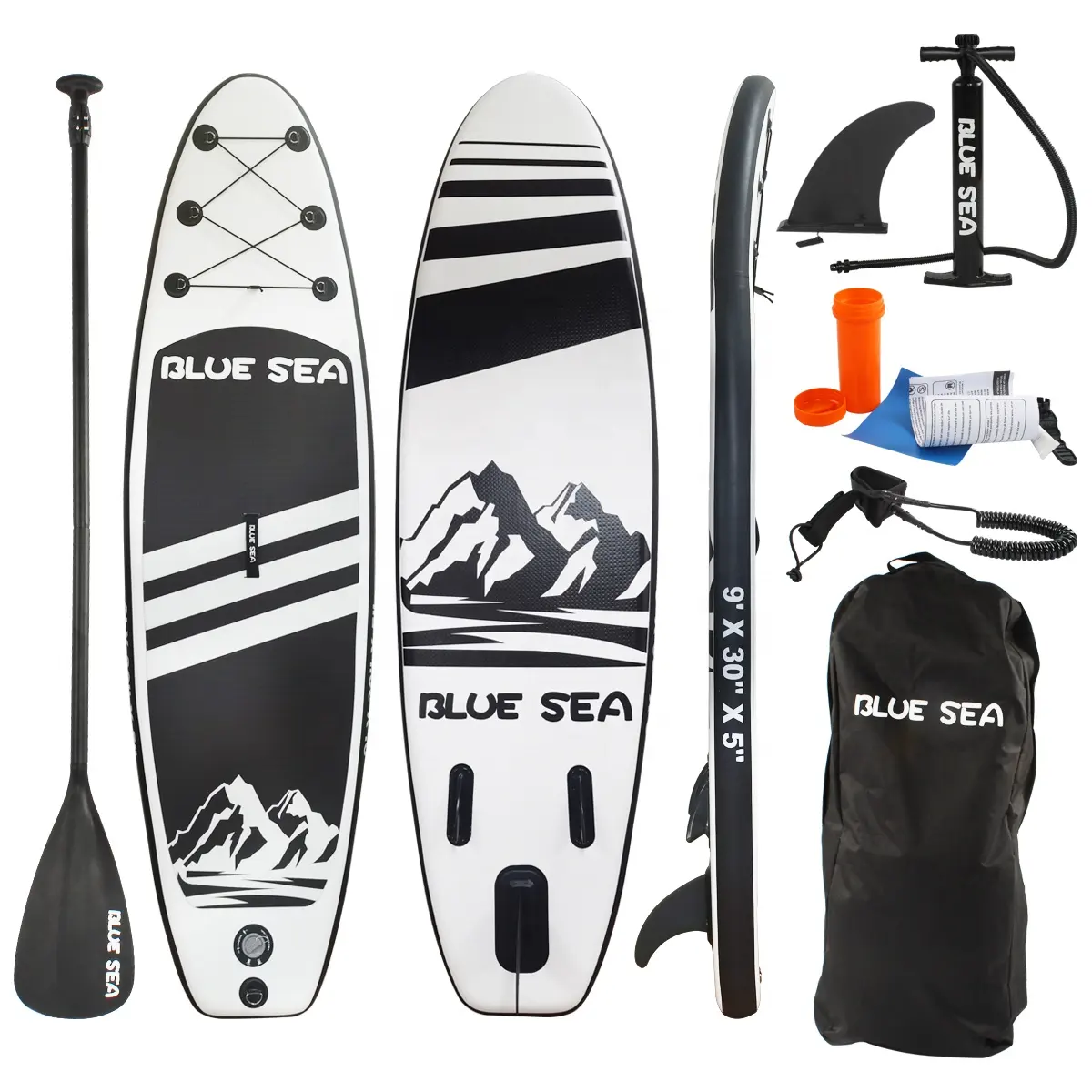 Popüler siyah & beyaz şişme SUP Surfboard Stand up su kürek kurulu