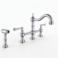 Robinet de salle de bain monocommande à montage sur plancher en laiton antique, design classique traditionnel, eau chaude/froide, avec valve à capteur céramique
