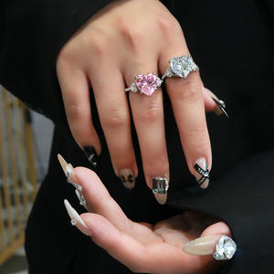 แหวนเพชรโมอิส6.0ct ไนต์สำหรับผู้หญิงแหวนเงินสีชมพูแซฟไฟร์925ชุบโรเดียมประดับเพชร - Product Image 5