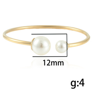 Pearl <b>Bracelet</b> Gold Tone Open Bangle With AA Grade Pearls For Women Everyday Wear - Product Image 3
