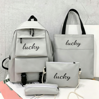 Nouveau Sac à Dos Pliable en Toile Écologique 4 Pièces pour Enfants, Sac Classique pour Ordinateur Portable Femme, Sac de Rangement pour Adolescentes Filles 30x13x42cm