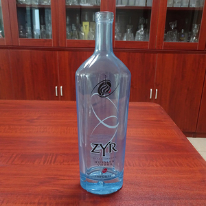 Bouteilles de spiritueux en verre bleu russe 750 ml, bouchons en liège pour <span class=keywords><strong>vodka</strong></span> - Product Image 1