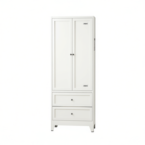 Meuble de rangement de cuisine autoportant en métal blanc, 2 tiroirs, étagères réglables, organisateur robuste pour épices, petit format - Product Image 1