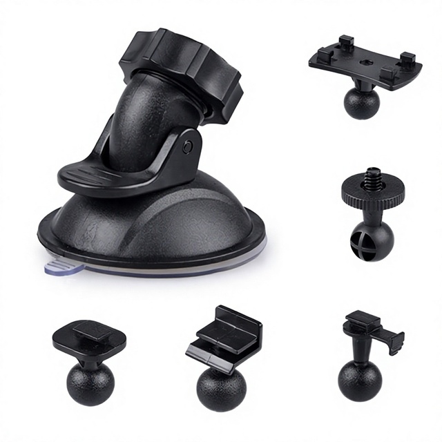 ABS Multi-Interface Suction Cup Mount Dashboard Cam Bracket Kit with 5 Adapters Strong for Car DV Camera
