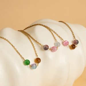 Collier pendentif pour femme Bingxin, style hawaïen simple et polyvalent, en acier inoxydable, sans ternissement, couleur bonbon, pierre naturelle, cadeau - Product Image 1