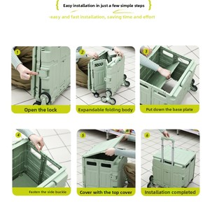 Carretilla Plegable <span class=keywords><strong>de</strong></span> 4 Ruedas para Subir Pendientes, Plegado Rápido en 5 Segundos, PP+ABS+Aleación, Ligera, Portátil, Reforzada, para Camping, OEM - Product Image 4