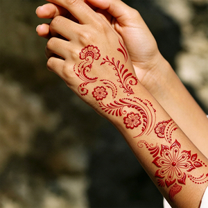 Pochoirs de henné rétro à grandes fleurs et motifs de vigne, modèles ajourés exotiques pour mariages indiens et Mehndi, autocollants de tatouage écologiques - Product Image 5