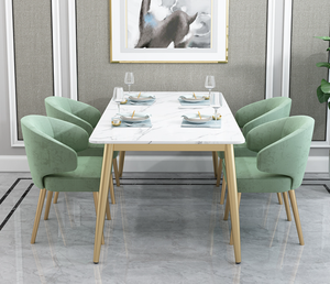 Ensembles <span class=keywords><strong>de</strong></span> table à manger en forme d'appartement <span class=keywords><strong>de</strong></span> style d'europe du nord avec 6 chaises en marbre - Product Image 5