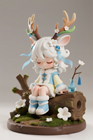 Figurine personnalisée en vinyle Deer Antler Forest Girl avec base de scène ODM et design de diorama sur mesure