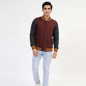 Veste universitaire pour homme avec logo personnalisé, col montant, en toile, style streetwear, avec patchs brodés sur mesure, service OEM - Product Image 1