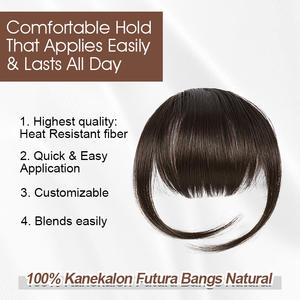 Julianna Private Label resistente al calore naturale grande onda riccia Kanekalon all'ingrosso Clip sintetica capelli lisci frange frangia - Product Image 3