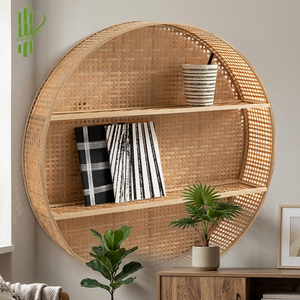 Bamboo Clothing Bedding Jewelry <b>Wall</b> <b>Shelf</b> | Circular Hanging Multifunctional Display Rack | Natural Eco-Friendly <b>Wall</b> <b>Mounted</b> - Product Image 3