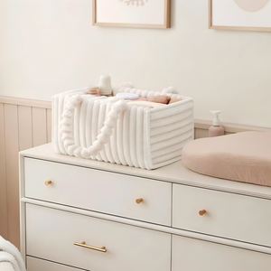 <span class=keywords><strong>Cesta</strong></span> de Almacenamiento de Franela Beige Crema para <span class=keywords><strong>Pañales</strong></span> de Bebé, <span class=keywords><strong>Cesta</strong></span> de Viaje para Artículos Esenciales de Recién Nacido - Product Image 6