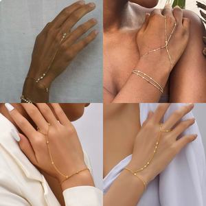 Pulsera de anillo 2 en 1 turquesa chapada en oro de plata de ley 925, pulsera de cadena de mano de mal de ojo de piedra azul y juego de anillos con anillo - Product Image 2