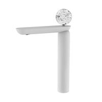 Robinet de lavabo monocommande en laiton massif, finition cristal blanc laiteux, monotrou, mitigeur chaud/froid pour hôtel, villa, salle de bain