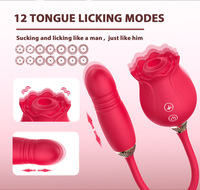 2-in-1 Rosen-Sexspielzeug Vibrator Erotikspielzeug Klitoris-Lecken G-Punkt-Vibratoren Stoßender Dildo-Vibrator Sexspielzeug für Frauen
