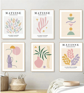 Affiche d'art abstrait floral <span class=keywords><strong>de</strong></span> la galerie <span class=keywords><strong>Matisse</strong></span> |   Peinture sur toile beige <span class=keywords><strong>Matisse</strong></span>, art mural, <span class=keywords><strong>tableaux</strong></span> pour salon et chambre à coucher - Product Image 2