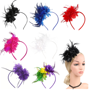 Pafu Wedding Hair Accessories Womens <strong>Fascinators</strong> Hats Tea Party Hats for Women Feather Pearl Veil <strong>Headband</strong> - Product Image 2