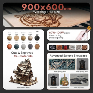 เครื่องตัดเลเซอร์ CO2 KH-LASER 9060 พร้อมระบบระบายความร้อนด้วยน้ำ ความแม่นยำสูง สำหรับงานแกะสลัก ตัดหิน กระดาษ DST 100W ของขวัญ ตราประทับ งานไม้ อะคริลิก - Product Image 3
