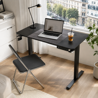 AOR Electric Lift Desk with Wood Surface Dark Gray Split Board Cup Holder Headphone Hook Extendable Customizable Color