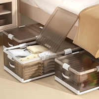Boîte de rangement pliante transparente avec roues couette couette vêtements organisateur sous le lit conteneur de stockage pour chambre gain de place