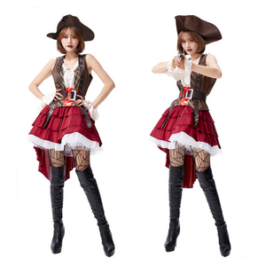 MS Halloween Cosplay <b>Split</b> Vest Pleated Tuxedo <b>Skirt</b> Adult Female Somali Pirate Costume - Product Image 6