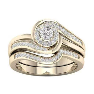 H063 Anello di Fidanzamento da Donna in Oro Massiccio 18K con Diamanti Naturali Taglio Brillante Rotondo Colore G Design Halo - Product Image 1