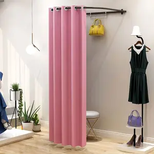 Wall Mounted Boutique Metal Steel Fitting Room Clothing Store Luxury Changing Room Black Dressing Room with Curtain