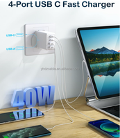 Adaptateur de voyage double USB C 40W, 4 ports USB QC3.0, tête de charge rapide, prise EU UK US, adaptateur universel Android