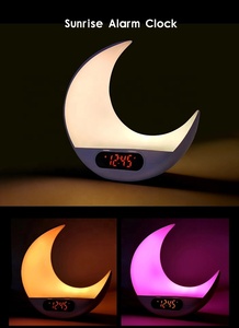 2023 mô hình mới nóng bán nửa mặt trăng Đồng hồ báo thức kỹ thuật số mặt trời mọc thức dậy đồng hồ với ánh sáng ban đêm Đồng hồ bàn thay đổi màu sắc - Product Image 4