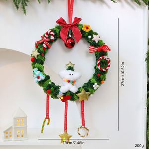 Guirlande de Noël en tissu peluche mignonne, Père Noël et Bonhomme de neige, faite à la main, décoration de porte pour les fêtes, maison et vacances - Product Image 4