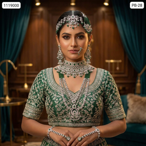 Elegant High Quality Gold Plated Bridal Engagement Wedding Anniversary Party Gift Ethnic Fashion Rhodium Plated Choker <b>Set</b> - Product Image 3