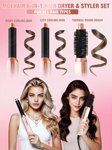 Sèche-cheveux et <span class=keywords><strong>brosse</strong></span> volumisante professionnelle 5-en-1 à ions négatifs Moehair avec moteur sans balais et 3 vitesses - Product Image 4