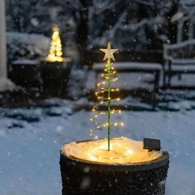 Hot sale LED Solar Christmas Garden Lights Folded Christmas tree Lamp Lantern Xmas Decorations outdoor light Holiday Lighting