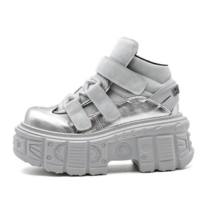 Bộn Cô Gái Wzhw14 Sliver Màu Xám Chunky Nền Tảng Mắt Cá Chân Khởi Động Thời Trang Của Phụ Nữ Khởi Động Giày Vòng Toe Thoáng Khí Ngoài Trời Cho Phụ Nữ - Product Image 5