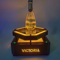 Support de présentation de bouteille de champagne lumineux LED doré avec logo personnalisé pour bar, fête, salon, VIP, glorificateur
