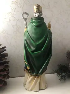 Estatua de resina personalizada para decoración del hogar, figurita religiosa católica, estatua de San Patricio, venta al por mayor