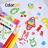 Stylos à peinture gonflante 3D Bview Art pour enfants, ensemble de marqueurs à dessin bulles popcorn, fournitures d'art magiques lavables