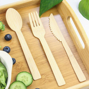Ensemble de couteaux, fourchettes et cuillères jetables en bambou de qualité alimentaire pour le camping, les anniversaires, la restauration et la salle à manger - Product Image 3