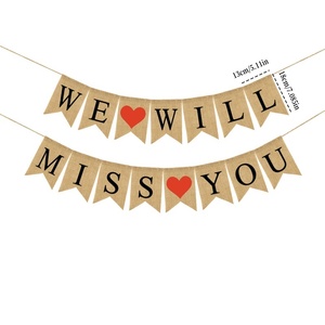 Bannière de fête en jute personnalisée pour la <span class=keywords><strong>saison</strong></span> des diplômes, motif « Nous vous manquerons », guirlande de drapeaux à queue d'hirondelle - Product Image 6