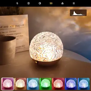 Nordic Rotating Dynamic Water Ripple Spherical Light Bedroom Headboard Flame Glow Light Romantic Gift Night Light