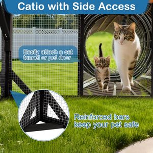 Catio de Madera de Lujo Grande de 4 Niveles, Diseño de Pasillo, 5 Puertas, Techo Resistente a la Intemperie, para Uso en Interiores/Exteriores - Product Image 5
