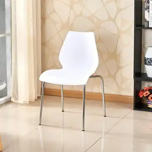Wholesale Gourd Outdoor Table and Chair White Plastic Backrest Leisure Chair Visitor Plastic Chair With Metal Legs